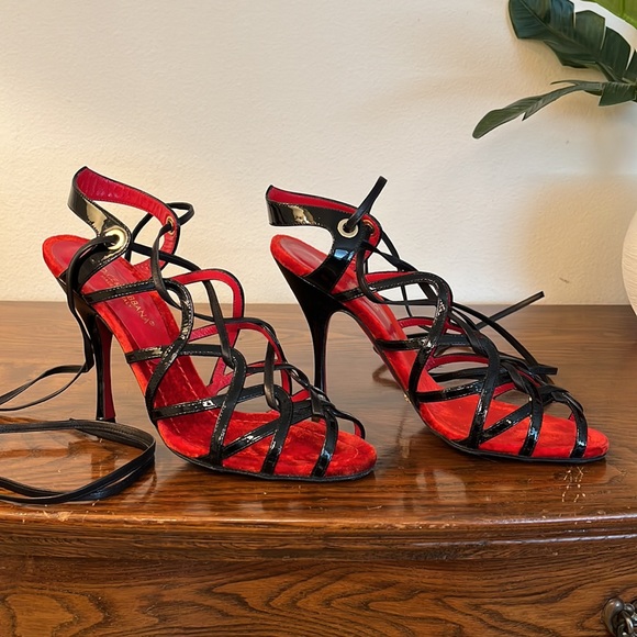 Dolce & Gabbana Ankle Tie Patent Leather Strappy Heels - Picture 6 of 11